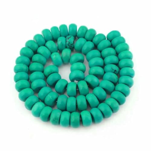 Natürliche türkisblaue Knopf-Rondelle-Steinperlen für DIY-Halsketten, Armbänder, Schmuckherstellung, Strang, 38,1 cm, 2 x 6/4 x 8/2 x 8/3 x 10 mm – 6 x 10 mm, 65 Stück, blau von BSGUZ