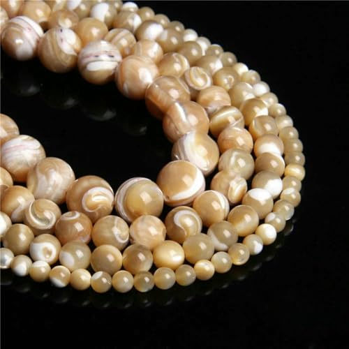 Natürliche weiße Perlmutt-Mopp-Muschelperlen, runde Muscheln, lose Perlen zur Schmuckherstellung, DIY-Armband, Halskettenzubehör, 23 rund, 6 mm, 15 Zoll von BSGUZ