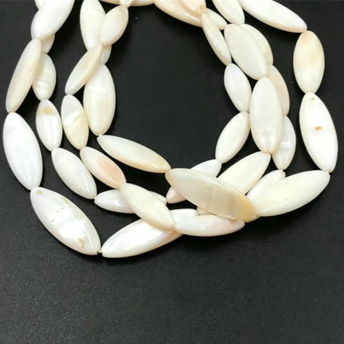 Natürliche weiße Perlmutt-Mopp-Muschelperlen, runde Muscheln, lose Perlen zur Schmuckherstellung, DIY-Armband, Halskettenzubehör, 28, ca. 10 x 30 mm, 15 Zoll Natürliche weiße Perlmutt-Mopp-Muschelperlen, runde Muscheln, lose Perlen zur Schmuckherstellung, DIY-Armband, Halskettenzubehör, 28, ca. 10 x 30 mm, 15 Zoll von BSGUZ
