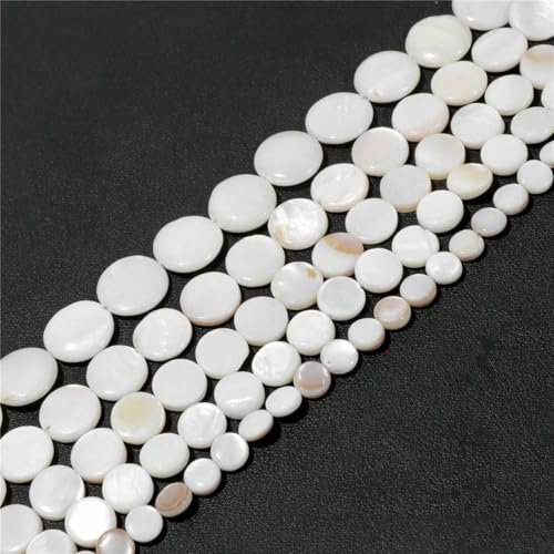 Natürliche weiße Perlmutt-Mopp-Muschelperlen, runde Muscheln, lose Perlen zur Schmuckherstellung, DIY-Armband, Halskettenzubehör, 45 rund, 12 mm, 15 Zoll von BSGUZ