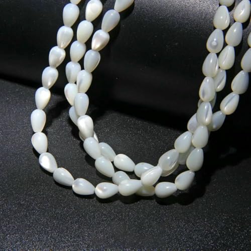 Natürliche weiße Perlmutt-Muschelperlen, runde Muscheln, lose Perlen zur Schmuckherstellung, DIY-Armband, Halskettenzubehör, 11 Wassertropfen, 5 x 8 mm, 38,1 cm Natürliche weiße Perlmutt-Muschelperlen, runde Muscheln, lose Perlen zur Schmuckherstellung, DIY-Armband, Halskettenzubehör, 11 Wassertropfen, 5 x 8 mm, 38,1 cm von BSGUZ