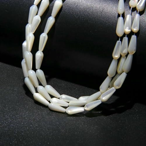 Natürliche weiße Perlmutt-Muschelperlen, runde Muscheln, lose Perlen zur Schmuckherstellung, DIY-Armband, Halskettenzubehör, 12 Wassertropfen, 5 x 12 mm, 38,1 cm Natürliche weiße Perlmutt-Muschelperlen, runde Muscheln, lose Perlen zur Schmuckherstellung, DIY-Armband, Halskettenzubehör, 12 Wassertropfen, 5 x 12 mm, 38,1 cm von BSGUZ