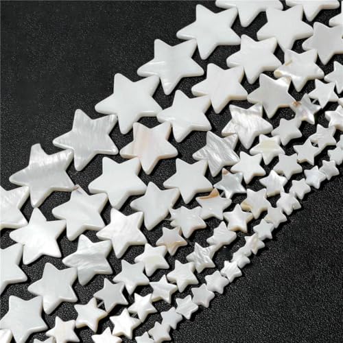 Natürliche weiße Perlmutt-Muschelperlen, runde Muscheln, lose Perlen zur Schmuckherstellung, DIY-Armband, Halskettenzubehör, 36 Sterne, 10 mm, 15 Zoll von BSGUZ