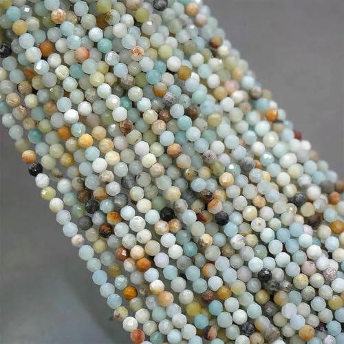 Naturstein, blauer Amazonit, facettiert, rund, lose Abstandsperlen, DIY-Charms, Armbänder, Halsketten zur Schmuckherstellung, 38,1 cm, 2 mm/3,0 mm, gemischter Amazonit, 2 mm, ca. 185 Stück Naturstein, blauer Amazonit, facettiert, rund, lose Abstandsperlen, DIY-Charms, Armbänder, Halsketten zur Schmuckherstellung, 38,1 cm, 2 mm/3,0 mm, gemischter Amazonit, 2 mm, ca. 185 Stück von BSGUZ