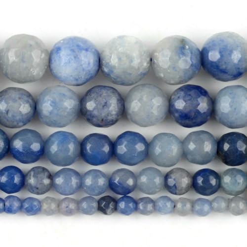 Naturstein, blauer Kristall, Jade, Jaspis, Achat, Türkis, Abstandshalter, lose, runde Perlen für die Schmuckherstellung, DIY-Zubehör, Großhandel, facettierter Aventurin, 8 mm Naturstein, blauer Kristall, Jade, Jaspis, Achat, Türkis, Abstandshalter, lose, runde Perlen für die Schmuckherstellung, DIY-Zubehör, Großhandel, facettierter Aventurin, 8 mm von BSGUZ