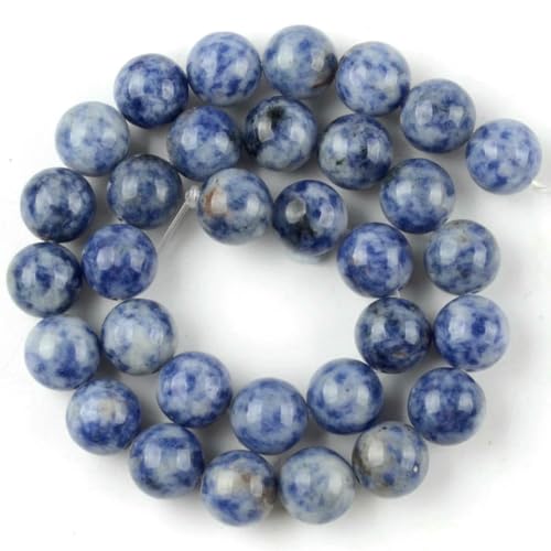 Naturstein, blauer Kristall, Jade, Jaspis, Achate, Türkis, Abstandshalter, lose, runde Perlen für die Schmuckherstellung, DIY-Zubehör, Großhandel, blauer Fleck, 12 mm Naturstein, blauer Kristall, Jade, Jaspis, Achate, Türkis, Abstandshalter, lose, runde Perlen für die Schmuckherstellung, DIY-Zubehör, Großhandel, blauer Fleck, 12 mm von BSGUZ