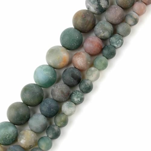Naturstein, matt, Kristallquarz, Amazonit, Howlith, Türkis, Web-Jaspis, runde Perlen zur Schmuckherstellung, DIY-Armbänder – Indischer Achat – 12 mm von BSGUZ