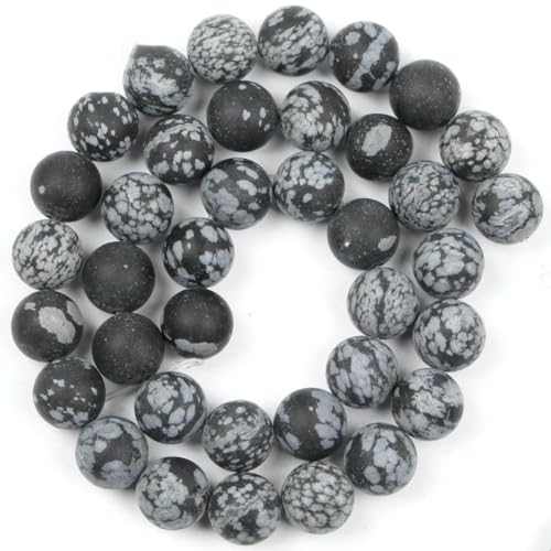 Naturstein, matt, Kristallquarz, Amazonit, Howlith, Türkis, Web-Jaspis, runde Perlen zur Schmuckherstellung, DIY-Armbänder – matte Schneeflocke – 8 mm von BSGUZ