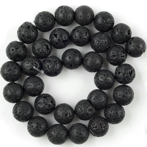 Naturstein, matt, Kristallquarz, Amazonit, Howlith, Türkis, Web-Jaspis, runde Perlen zur Schmuckherstellung, DIY-Armbänder – schwarzer Lava-Vulkan – 12 mm Naturstein, matt, Kristallquarz, Amazonit, Howlith, Türkis, Web-Jaspis, runde Perlen zur Schmuckherstellung, DIY-Armbänder – schwarzer Lava-Vulkan – 12 mm von BSGUZ