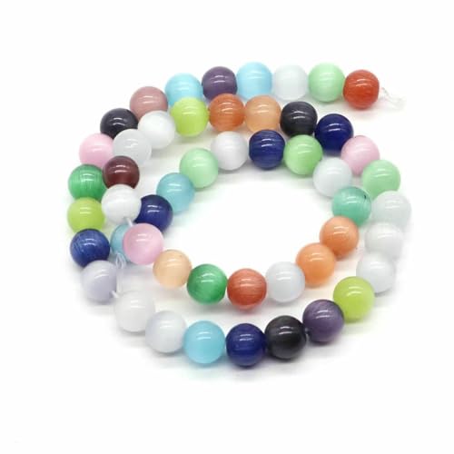 Naturstein, violette Achat-Türkis-Perle, rund, lose Abstandsperle zur Schmuckherstellung, 4/6/8/10 mm, DIY-Halsketten, Armbänder, Ohrstecker, Farbe: Katzenauge, 6 mm, 59 von BSGUZ