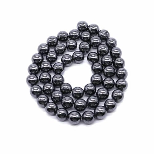 Naturstein, violette Achat-Türkis-Perle, rund, lose Abstandsperle zur Schmuckherstellung, 4/6/8/10 mm, DIY-Halsketten, Armbänder, Ohrstecker, Hämatit, 10 mm, 36 bis 37 St von BSGUZ