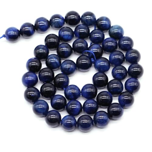Naturstein, violette Achat-Türkis-Perle, rund, lose Abstandsperle zur Schmuckherstellung, 4/6/8/10 mm, DIY-Halsketten, Armbänder, Ohrstecker, Lapis-Tigerauge, 6 mm, 59 bi von BSGUZ