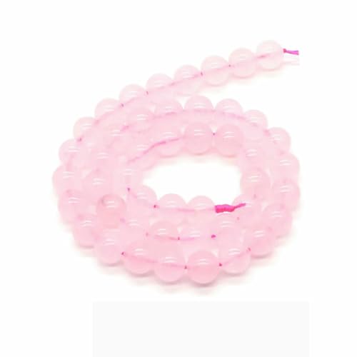 Naturstein, violette Achat-Türkis-Perle, rund, lose Abstandsperle zur Schmuckherstellung, 4/6/8/10 mm, DIY-Halsketten, Armbänder, Ohrstecker, Rosenquarz, 10 mm, 36 bis 37 von BSGUZ