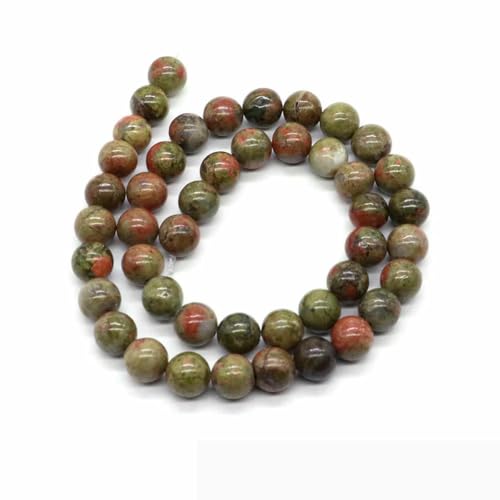 Naturstein, violette Achat-Türkis-Perle, rund, lose Abstandsperle zur Schmuckherstellung, 4/6/8/10 mm, DIY-Halsketten, Armbänder, Ohrstecker, Unakit, 4,0 mm, 88 bis 91 St von BSGUZ