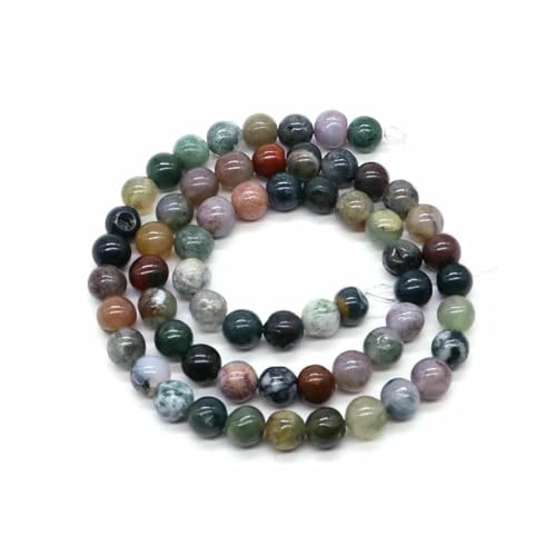 Naturstein, violette Achat-Türkis-Perle, rund, lose Abstandsperle zur Schmuckherstellung, 4/6/8/10 mm, DIY-Halsketten, Armbänder, Ohrstecker, indischer Achat, 10 mm, 36 b von BSGUZ