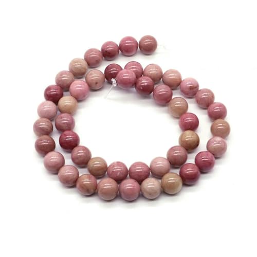 Naturstein, violette Achat-Türkis-Perle, rund, lose Abstandsperle zur Schmuckherstellung, 4/6/8/10 mm, DIY-Halsketten, Armbänder, Ohrstecker, rosa Rhodonit, 10 mm, 36 bis von BSGUZ