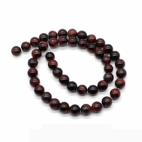 Naturstein, violette Achat-Türkis-Perle, rund, lose Abstandsperle zur Schmuckherstellung, 4/6/8/10 mm, DIY-Halsketten, Armbänder, Ohrstecker – Roter Tigerauge – 8 mm, 4 von BSGUZ