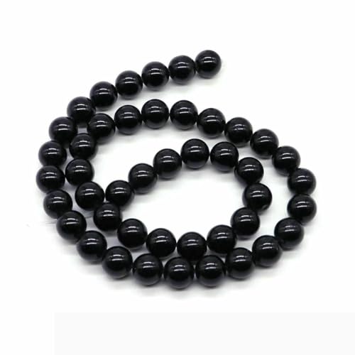 Naturstein, violette Achat-Türkis-Perle, rund, lose Abstandsperle zur Schmuckherstellung, 4/6/8/10 mm, DIY-Halsketten, Armbänder, Ohrstecker – Schwarzer Obsidian – 8 mm von BSGUZ