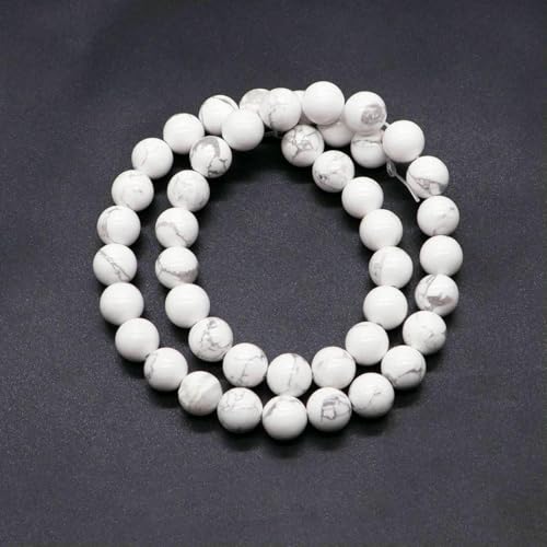 Naturstein, violette Achat-Türkis-Perle, rund, lose Abstandsperle zur Schmuckherstellung, 4/6/8/10 mm, DIY-Halsketten, Armbänder, Ohrstecker – Weiß-Türkis – 10 mm, 36 b von BSGUZ