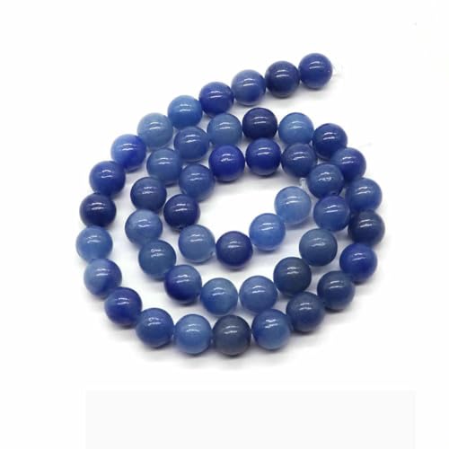 Naturstein, violette Achat-Türkis-Perle, rund, lose Abstandsperle zur Schmuckherstellung, 4/6/8/10 mm, DIY-Halsketten, Armbänder, Ohrstecker – blauer Aventurin – 8 mm, von BSGUZ
