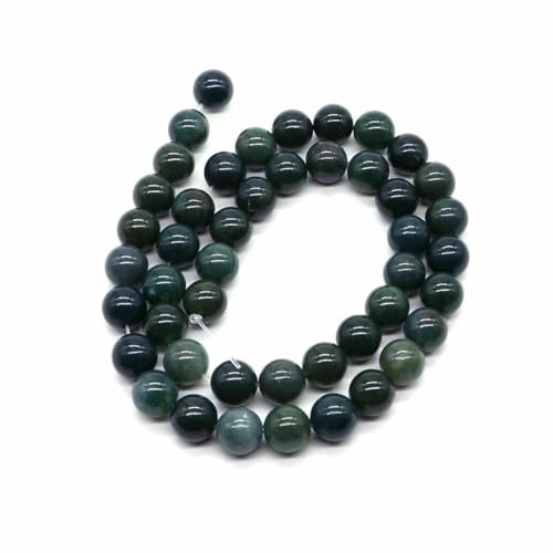 Naturstein, violette Achat-Türkis-Perle, rund, lose Abstandsperle zur Schmuckherstellung, 4/6/8/10 mm, DIY-Halsketten, Armbänder, Ohrstecker – grüner Moosachat – 10 mm, von BSGUZ
