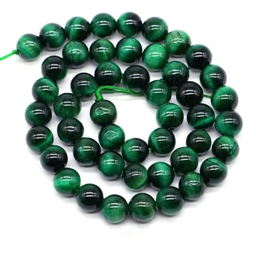 Naturstein, violette Achat-Türkis-Perle, rund, lose Abstandsperle zur Schmuckherstellung, 4/6/8/10 mm, DIY-Halsketten, Armbänder, Ohrstecker – grünes Tigerauge – 6 mm, von BSGUZ
