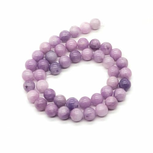 Naturstein, violette Achat-Türkis-Perle, rund, lose Abstandsperle zur Schmuckherstellung, 4/6/8/10 mm, DIY-Halsketten, Armbänder, Ohrstecker – lila Lepidolith – 10 mm, von BSGUZ