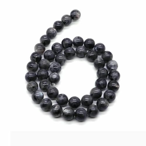 Naturstein, violette Achat-Türkis-Perle, runde, lose Abstandsperle zur Schmuckherstellung, 4/6/8/10 mm, DIY-Halsketten, Armbänder, Ohrstecker – Schwarzer Labradorit – 8 von BSGUZ