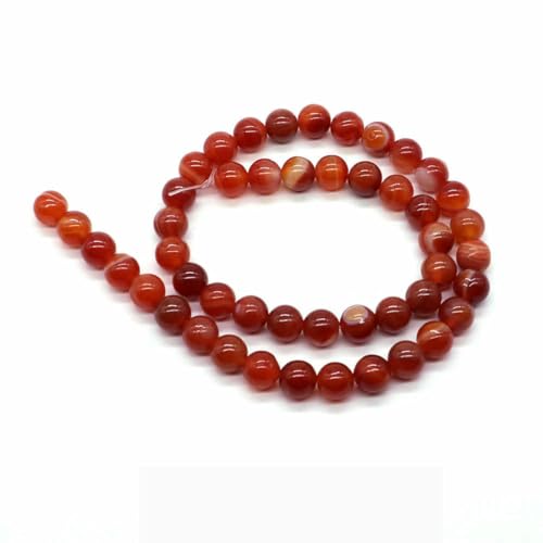 Naturstein, violette Achat-Türkis-Perle, runde, lose Abstandsperle zur Schmuckherstellung, 4/6/8/10 mm, DIY-Halsketten, Armbänder, Ohrstecker – rot gestreifter Achat – von BSGUZ