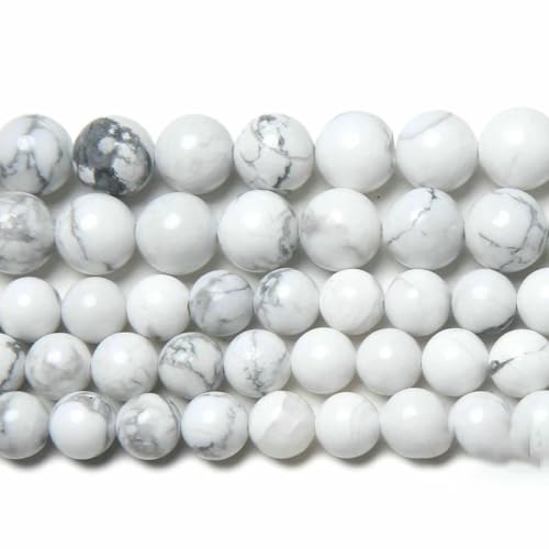 Naturstein, weiß, Howlith, Türkis, rund, lose Perlen, 38,1 cm Strang, 3, 4, 6, 8, 10, 12 mm, Auswahlgröße für Schmuck – 4,0 mm, 85 bis 95 Stück Naturstein, weiß, Howlith, Türkis, rund, lose Perlen, 38,1 cm Strang, 3, 4, 6, 8, 10, 12 mm, Auswahlgröße für Schmuck – 4,0 mm, 85 bis 95 Stück von BSGUZ