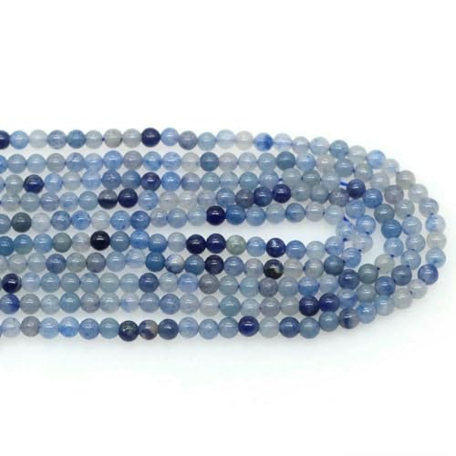 Naturstein 2 mm 3,0 mm 4,0 mm runde Perlen, Amethyst, Rosenquarz, Achat, Kristall, lose Perle zur Schmuckherstellung, DIY-Armband, Halskette – Blauer Aventurin – 2 mm, 165 bis 175 Stück von BSGUZ