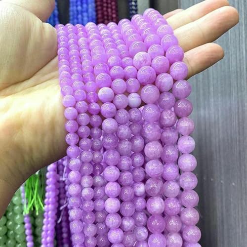 Naturstein-Chalcedon, rund, 4–10 mm, Rubellit, rosarot, Abstandsperlen zur Schmuckherstellung, DIY-Armband, Charms, Zubehör – Kunzit-Farbe – 6 mm, 58–60 Stück von BSGUZ