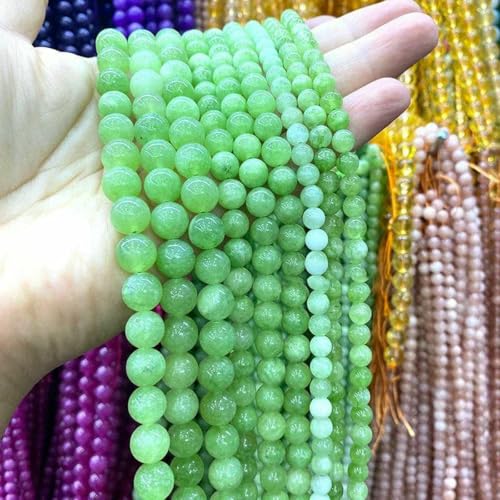 Naturstein Chalcedon, rund, 4–10 mm, Saphir, dunkelblau, lose Abstandsperlen zur Schmuckherstellung, DIY-Armband, Charms, Zubehör – Olivinfarbe – 8 mm, 44–46 Stück von BSGUZ