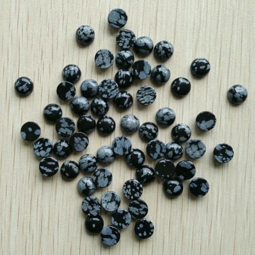 Naturstein gemischte runde CABOCHON 10mm Perlen für DIY Schmuck Zubehör 50 teile/los-schwarze Schneeflocke von BSGUZ