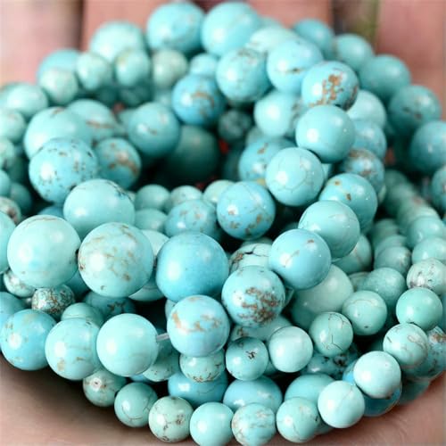 Natursteinperlen, Lava-Jaspis, Tigerauge, Quarz-Achat, runde lose Perlen zur Schmuckherstellung, DIY-Armbandzubehör, 4–12 mm, Blau-Türkis, 6 mm, ca. 61 Perlen von BSGUZ