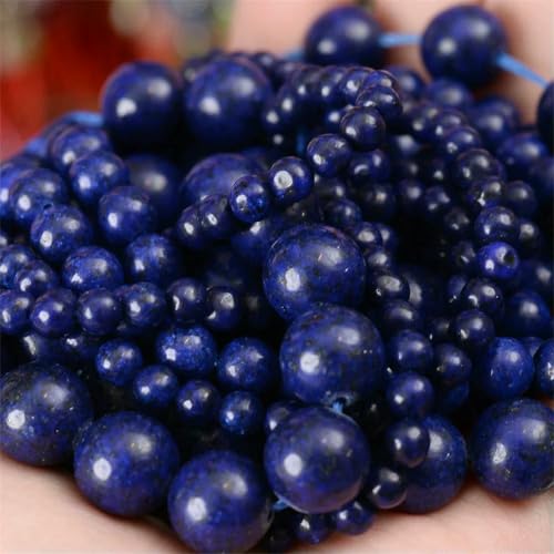 Natursteinperlen, Lava-Jaspis, Tigerauge, Quarz-Achat, runde lose Perlen zur Schmuckherstellung, DIY-Armbandzubehör, 4–12 mm, blauer Lapislazuli, ca. 61 Perlen von BSGUZ