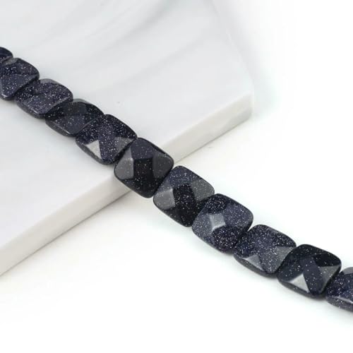 Natursteinperlen, quadratische Form, Edelstein-Isolationsabstand, lose Perlen, Schmuckherstellung, DIY-Halsketten, Armbandzubehör – Blauer Sandstein – 11 x 11 x 6 mm von BSGUZ