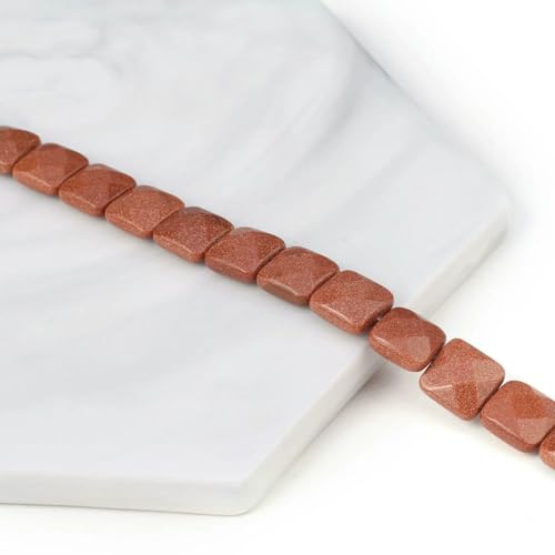 Natursteinperlen, quadratische Form, Edelstein-Isolationsabstand, lose Perlen, Schmuckherstellung, DIY-Halsketten, Armbandzubehör – Goldsandstein – 11 x 11 x 6 mm von BSGUZ