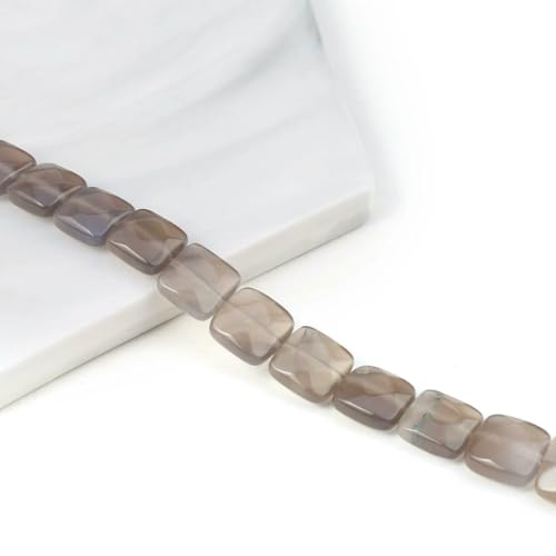 Natursteinperlen, quadratische Form, Edelstein-Isolationsabstand, lose Perlen, Schmuckherstellung, DIY-Halsketten, Armbandzubehör – Grauer Achat – 11 x 11 x 6 mm von BSGUZ