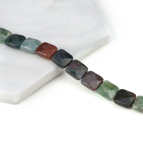 Natursteinperlen, quadratische Form, Edelstein-Isolationsabstand, lose Perlen, Schmuckherstellung, DIY-Halsketten, Armbandzubehör – Indien-Achat – 11 x 11 x 6 mm von BSGUZ