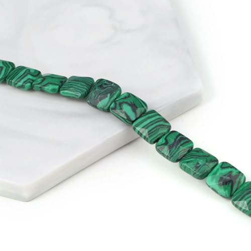 Natursteinperlen, quadratische Form, Edelstein-Isolationsabstand, lose Perlen, Schmuckherstellung, DIY-Halsketten, Armbandzubehör – Malachit – 11 x 11 x 6 mm von BSGUZ