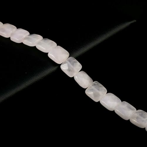 Natursteinperlen, quadratische Form, Edelstein-Isolationsabstand, lose Perlen, Schmuckherstellung, DIY-Halsketten, Armbandzubehör – Rosenquarz – 11 x 11 x 6 mm von BSGUZ