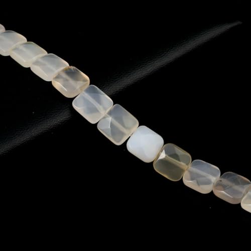 Natursteinperlen, quadratische Form, Edelstein-Isolationsabstand, lose Perlen, Schmuckherstellung, DIY-Halsketten, Armbandzubehör – Weißer Achat – 11 x 11 x 6 mm von BSGUZ