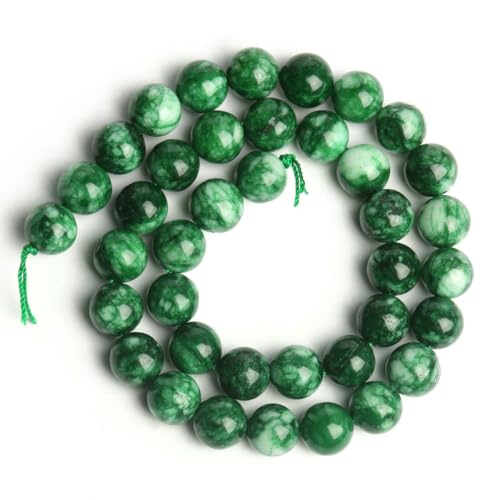 Natursteinperlen Lapislazuli, runde lose Steinperlen zur Schmuckherstellung, DIY-Armband, Ohrringe, Zubehör, 15 Zoll, 4/6/8/10/12 mm, grüne Jade, 10 mm (ca. 36 Stück) von BSGUZ