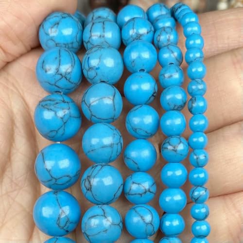 Natursteinperlen im 45-Stil, blauer Chalcedon, Kristallglas, Edelstein, Jade, Achat, Perlen, Schmuckherstellung, DIY, handgefertigtes Armband, 38,1 cm, Blau-Türkis, 10 mm von BSGUZ