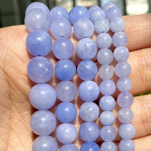 Natursteinperlen im 45-Stil, blauer Chalcedon, Kristallglas, Edelstein, Jade, Achat, Perlen, Schmuckherstellung, DIY, handgefertigtes Armband, 38,1 cm, Blauer Angelit-Jade, 6 mm von BSGUZ