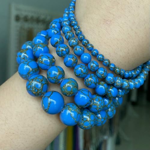Natursteinperlen im 45-Stil, blauer Chalcedon, Kristallglas, Edelstein, Jade, Achat, Perlen, Schmuckherstellung, DIY, handgefertigtes Armband, 38,1 cm, Blaugold, Türkis, 4,0 mm von BSGUZ