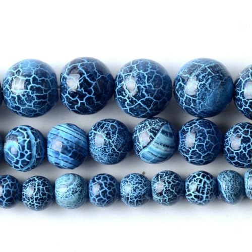 Natursteinperlen im 45-Stil, blauer Chalcedon, Kristallglas, Edelstein, Jade, Achat, Perlen, Schmuckherstellung, DIY, handgefertigtes Armband, 38,1 cm, BlueCrackeFireAgates, 10 mm von BSGUZ