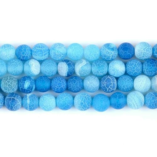 Natursteinperlen im 45-Stil, blauer Chalcedon, Kristallglas, Edelstein, Jade, Achat, Perlen, Schmuckherstellung, DIY, handgefertigtes Armband, 38,1 cm, Seeblau, rissig, 4,0 mm von BSGUZ