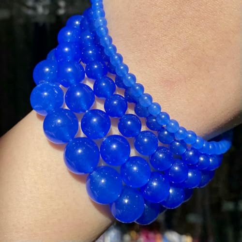 Natursteinperlen im 45-Stil, blauer Chalcedon, Kristallglas, Edelstein, Jade, Achat, Perlen, Schmuckherstellung, DIY, handgefertigtes Armband, 38,1 cm, Seeblaue Jade, 10 mm von BSGUZ